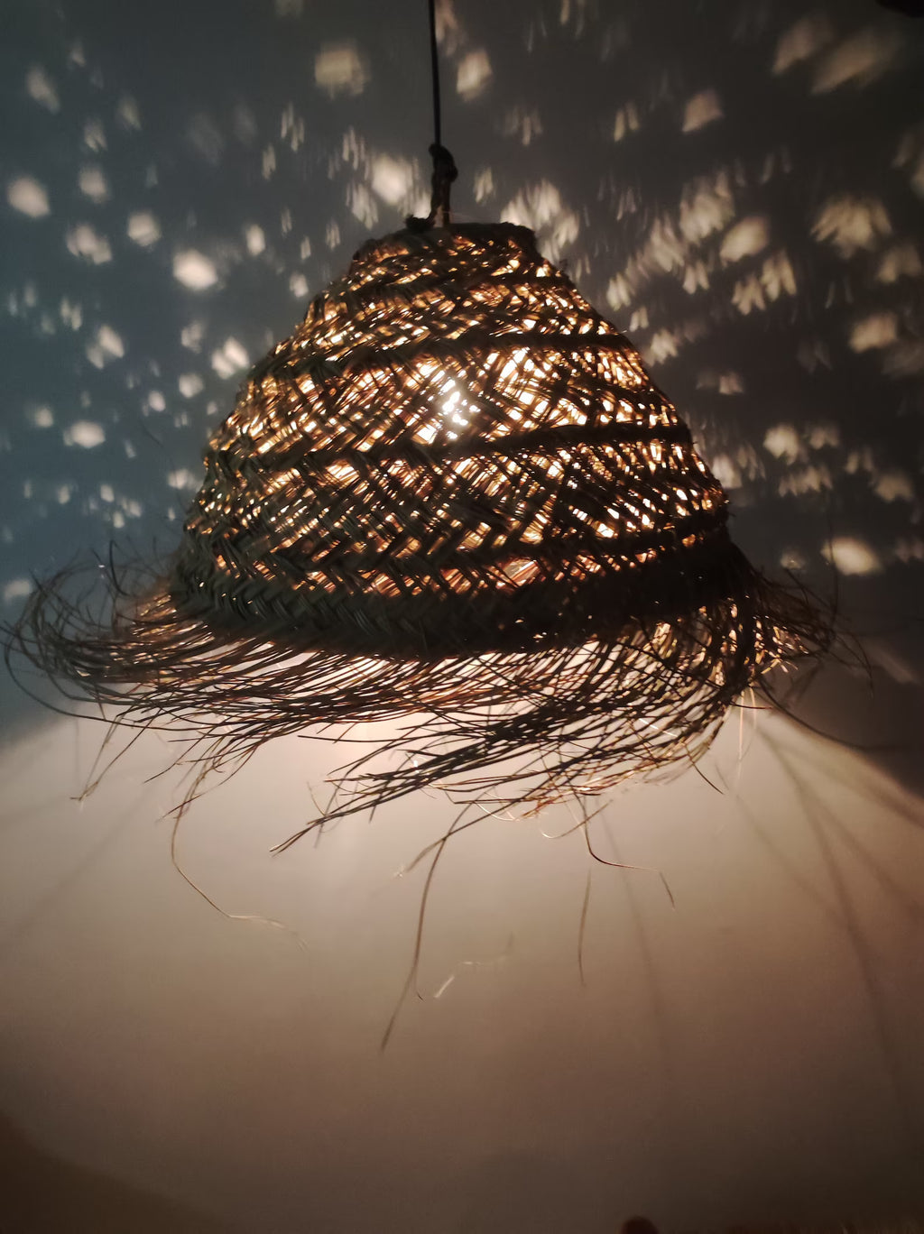 Straw ball pendant light