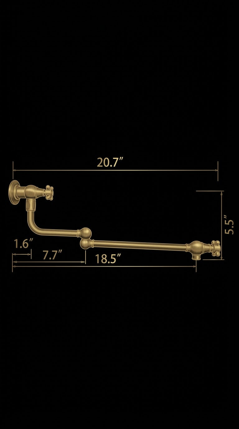 Unlacquered Brass Pot Filler Faucet, Wall Mount Kitchen Faucet, Double Handle Pot Filler, Traditional Brass Faucet, Vintage Kitchen Faucet